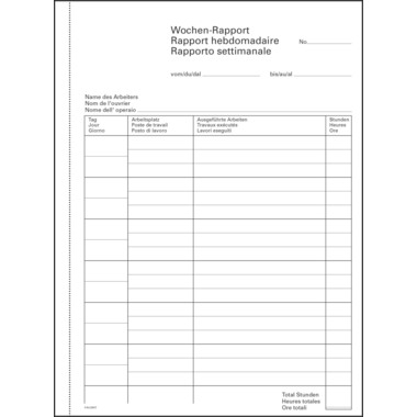 FAVORIT Rapports hebdo. A/F/I A5 9307 OK papier autocopiant 50x2 flls.