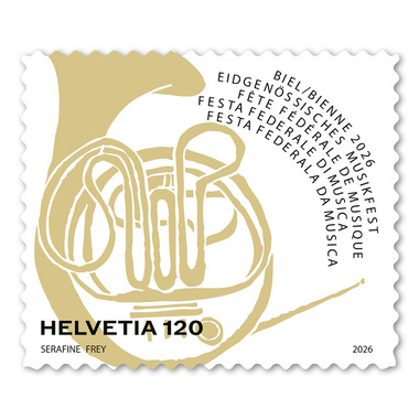 Stamp "Federal Music Festival 2026 Biel/Bienne" Single stamp of CHF 1.20, self-adhesive, mint