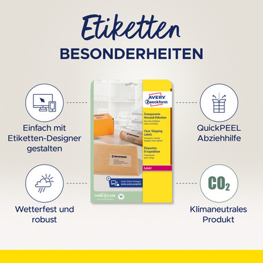 AVERY ZWECKFORM Etichet.p.indirizo 210x297mm L7567-25 Laser, tras. 25pz./25fl.