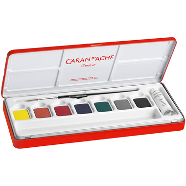 CARAN D'ACHE Couleur opaque Gouache 1000.308 7 coul. Blanc opaque, brosse