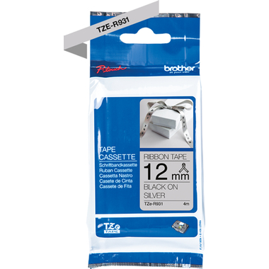 PTOUCH Nastro argento/nero TZE-R931 Sistemi Tze 12-36mm