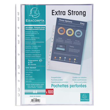 EXACOMPTA Zeigetaschen PP 80my A4 59110E transparent genarbt 100 Stück