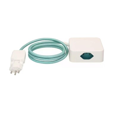maxTex Power Strip Cube 4x T13, White/Turquoise