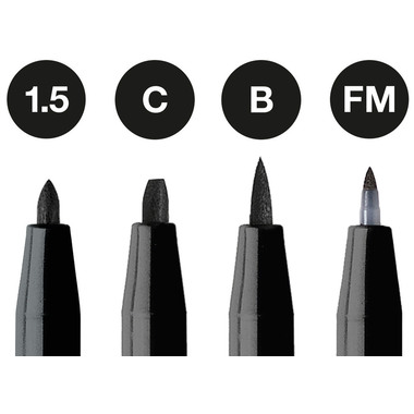 FABER-CASTELL Artist Pen Ink Pen 167153 nero 4 pcs.