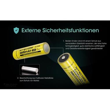 Nitecore Batterie NL1836 Li-Ion Typ 18650 3600 mAh, 1 Pièce/s