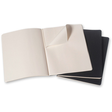 MOLESKINE Notizheft Cahier XL 25x19cm 705021 kariert, schwarz 3 Stück
