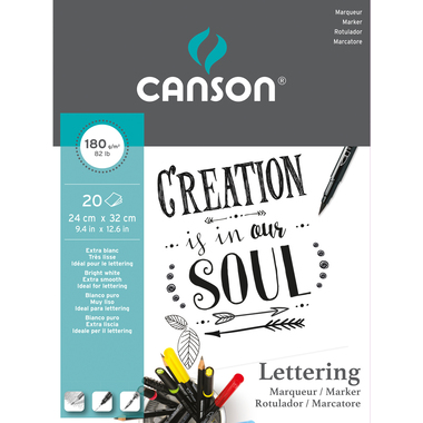 CANSON Letteringblock Marker 24x32cm 400109921 extra weiss, 180g 20 Blatt