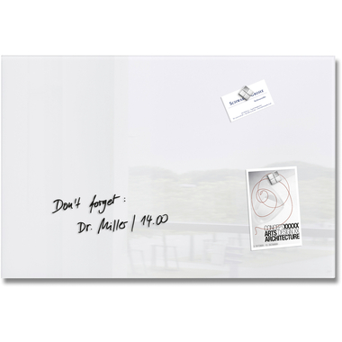 SIGEL Tableau magnétique en verre GL121 blanc 600x400x15mm