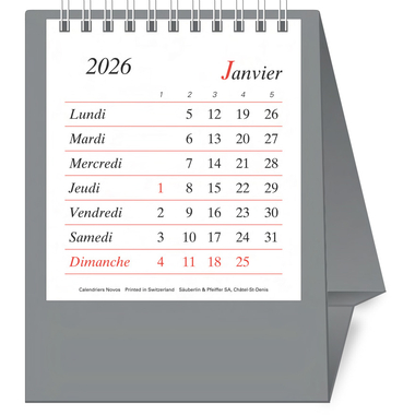 NOVOS Cal. table Pro Bristol F. 2026 508073 1M/1P argent FR 11.5x14cm