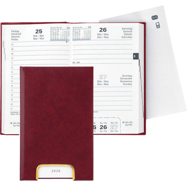 BIELLA Agenda Disponent 2026 807401470026U 1J/1P rouge vin ML 10.1x16cm