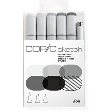COPIC Marker Sketch 21075681 Set Sketching Greys, 6 pz.