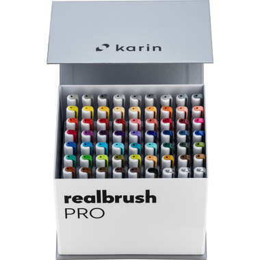 KARIN Real Brush Pen Pro 0.4mm 31C7 Mega Box, 3 Blender 60 pièces