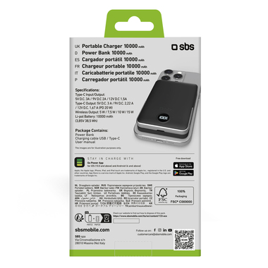 Batterie externe magnétique sans fil 10.000 mAh | SBS