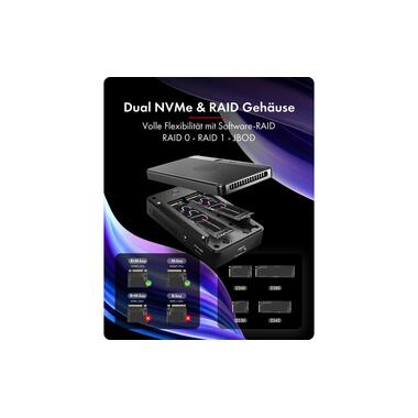 ICY BOX Dockingstation Heart RAID 2818 2-Bay RAID, für M.2 NVMe SSD