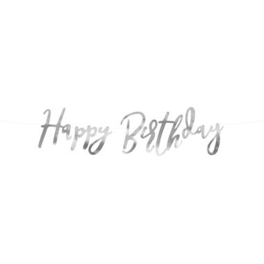 PARTYDECO Guirlande Happy Birthday 62cm GRL75-018M argent