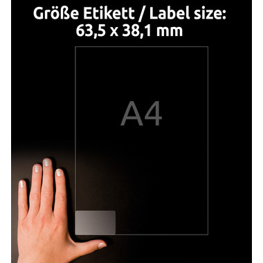 AVERY ZWECKFORM Etiketten 63,5x38,1mm L7782-25 transparent 525 Stück