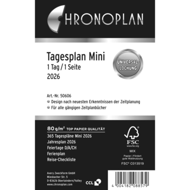 CHRONOPLAN Ersatz Tagesplan 2026 50606Z.26 1T/1S Mini