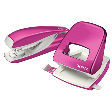 LEITZ Perforateur/Agrafeuse WOW 5095-10-23 pink, Bundle 30 feuilles