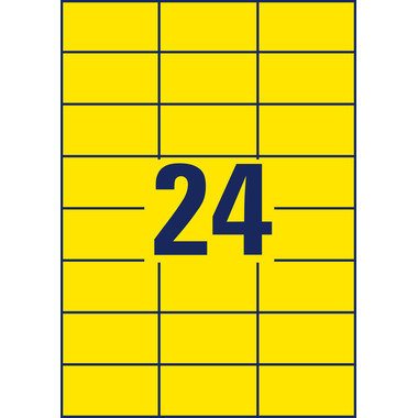 AVERY ZWECKFORM Etiquettes 70x37mm 3451 Universel, jaune 100fl./24pc.