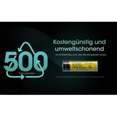 Nitecore Batterie NL1836HP Li-Ion Typ 18650 3600 mAh, 1 Pièce/s