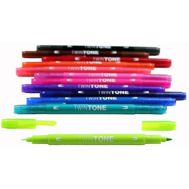 TOMBOW Stylo Fibre TwinTone Marker WS-PK-12P-1 clair 12 pcs.