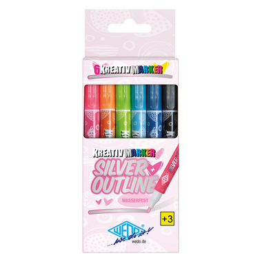 WEDO Marker Silver+Outline 1-2mm 252600699 Set 6 pcs.