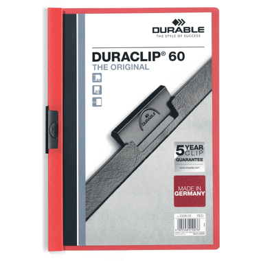 DURABLE Klemmhefter DURACLIP 60 220903 für 60 Blatt A4 rot