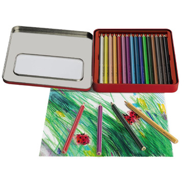 FABER-CASTELL Crayon de couleur Jumbo Grip 110916 16 couleurs étui en métal