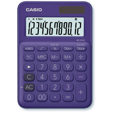 CASIO Mini Taschenrechner MS-20UC-PL-S 12-stellig violett