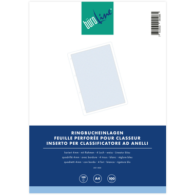 BÜROLINE Anneau liant insert A4 501005 quadrillé, 4mm, 100g 100 flls.