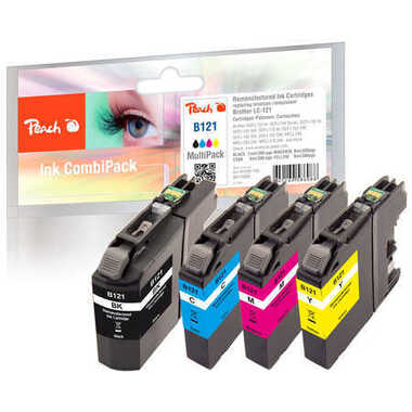 Peach Multi Pack with chip, compatible with Brother LC-121VALBP