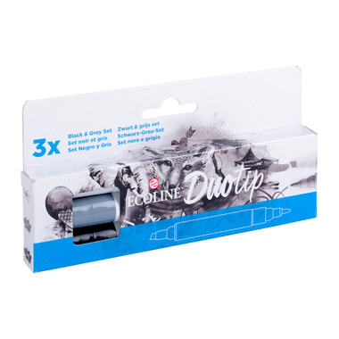 TALENS Ecoline Duotip Set 11609902 nero-griggio 3 pezzi