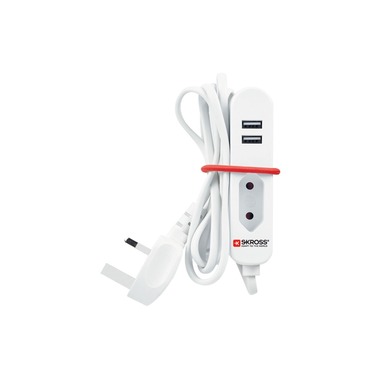 SKROSS Power Strip Travel Station 1x T11, 2x USB UK Plug