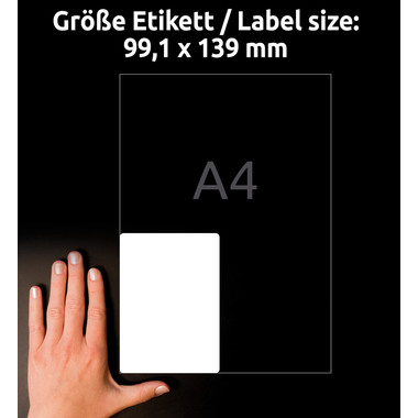 AVERY ZWECKFORM Versandetiketten 99,1x139mm L7169-100 weiss 400 Stk./100 Blatt