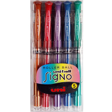 UNI-BALL Signo Broad 0.65mm UM-153MET-5C 5 Farben metallic