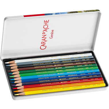 CARAN D'ACHE Farbstifte Prismalo 3mm 999.312 ass. in Metallsch. 12 Stück