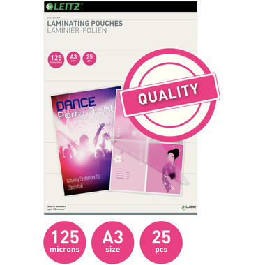 LEITZ Pochettes à plastifier A3 33836 brillant, 125my 25 pcs.