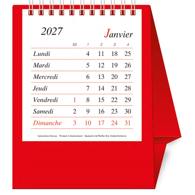 NOVOS Tischkal. Pro Bristol F. 2027 508011 1M/1S rot FR 11.5x14cm