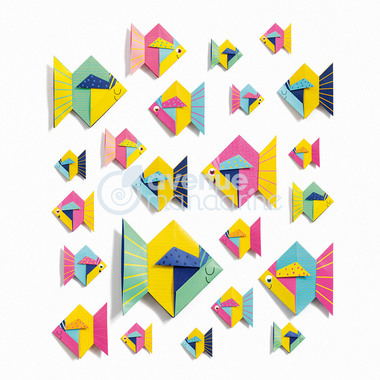 MANDARINE Dépliants Origami 12x12cm OR510C Mon petit poisson 20 feuilles