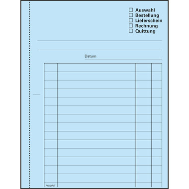 FAVORIT Mehrzweckbuch Deutsch A6 9111 OK Durchschreibepapier 50x2 Blatt