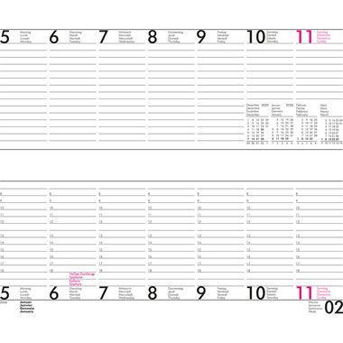 BÜROLINE Planning hebdomadaire 2026 890712 1S/2P ML 12x28.4cm