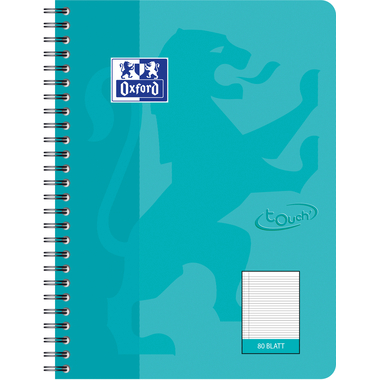 OXFORD Bloc-notes à spirale Touch B5 400086489 aqua, ligné 80 feui.