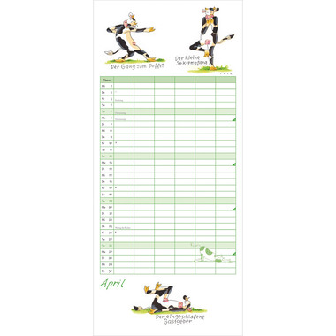 DUMONT Calendario familiare 2026 260668 Mucche yoga 6 colonne 22x49cm