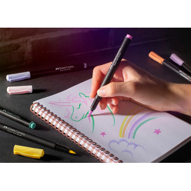 FABER-CASTELL Stylos fibre Black Edition 116453 étui en carton 6 pièces