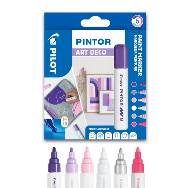 PILOT Marker Pintor Medium Set 1.4mm WLT412229 6 Farben Art Deco