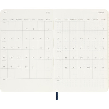 MOLESKINE Wochen-Notizkalender 25/26 DSB2018WN2Y26 18M liniert SC saphir 9x14cm