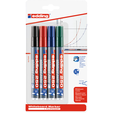 EDDING Boardmarker 250 1.5-3mm 250BLI-1234 4 Farben ass. Blister