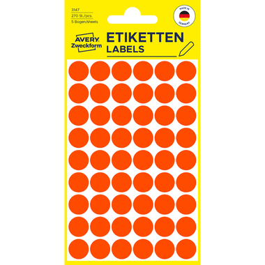 AVERY ZWECKFORM Markierungspunkte 12mm 3147 rot 270 Stück