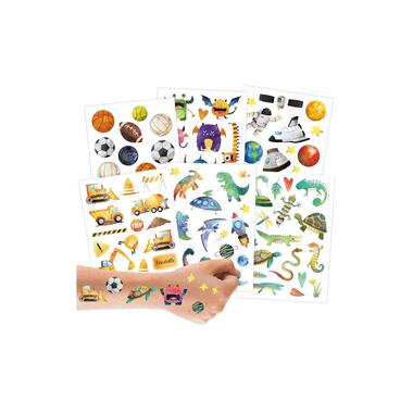 Papierdrachen Set di Tatuaggi Metallici – Escavatore & Dino