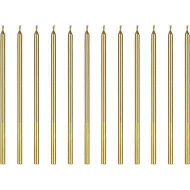 PARTYDECO Bougies d'anniversaire 14cm SCD-4-019 or 12 pièces